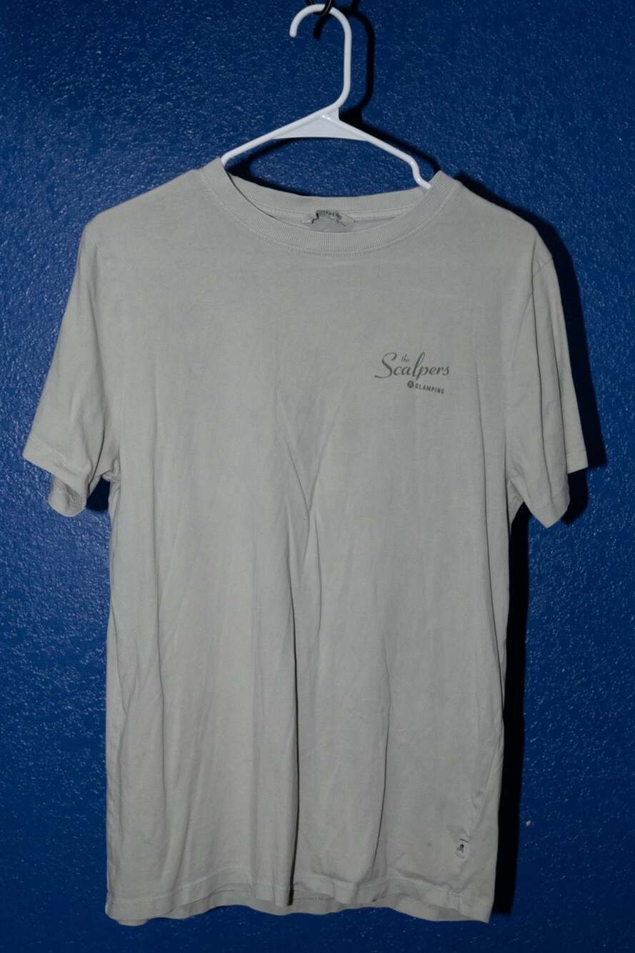 Scalpers Skull Print T-Shirt in Light Grey